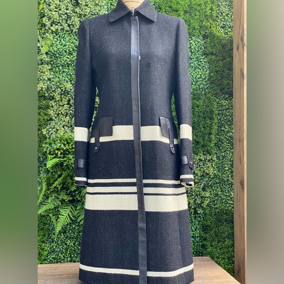 Anne Klein Black and Cream Pea Coat - Picture 1 of 15